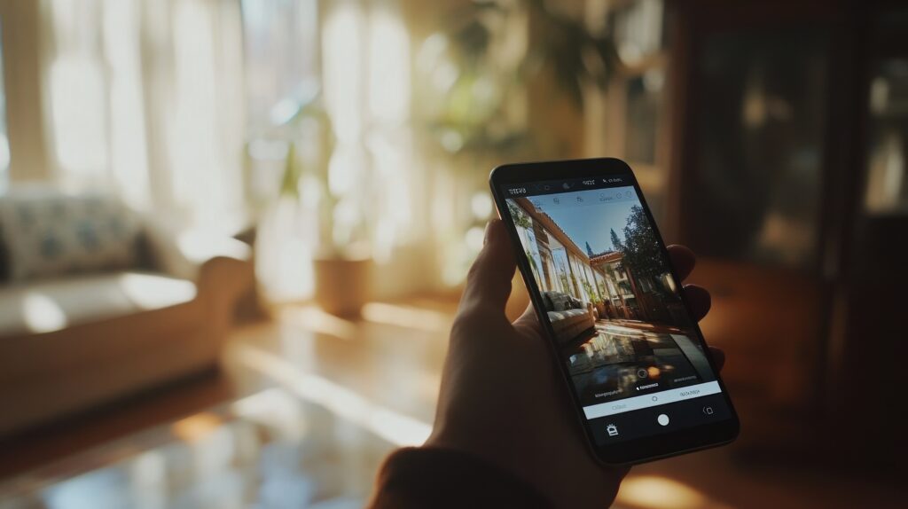 Smart home remote surveillance control with mobile access, real-time monitoring, and automated security features.