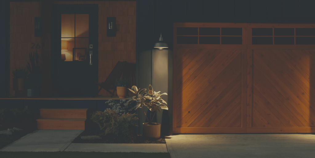 Smart outdoor lighting illuminating a modern home exterior with energy-efficient LED automation.